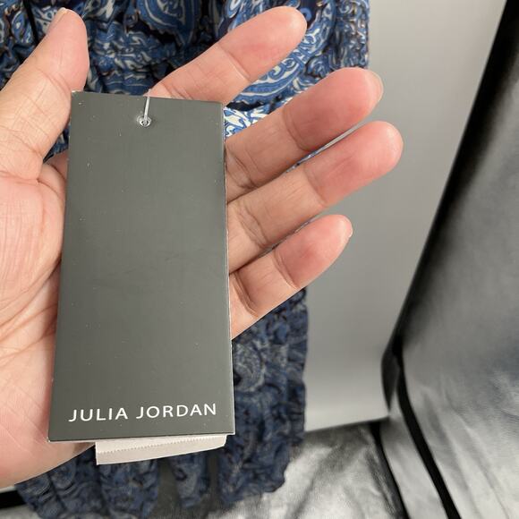 JULIA JORDAN New Boho Long Sleeve Fairy Dress 2XL Blue Paisley - Picture 6 of 9